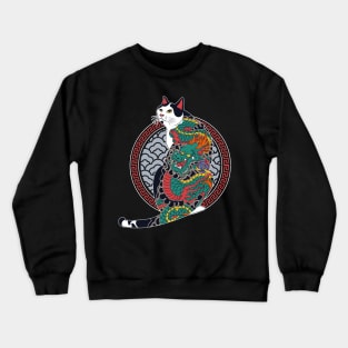 yakuza japanese tattoo cat Crewneck Sweatshirt